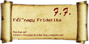 Fónagy Friderika névjegykártya